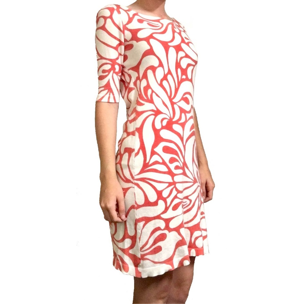 J. Crew Off-White & Coral Knit Dress Size S